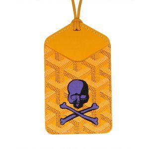 Goyard Mastermind Luggage Tag Yellow Purple Skull Bone Canvas Travel ID Lanyard